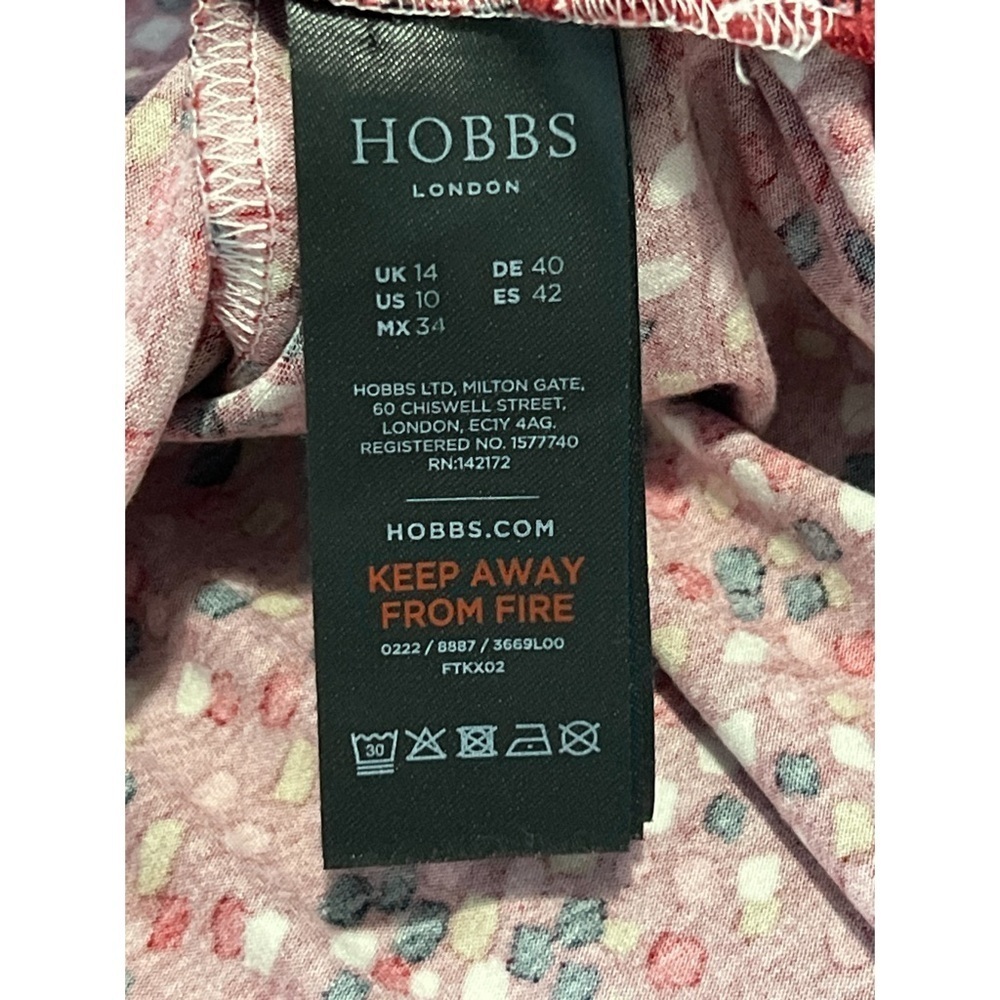 Hobbs London Hatty Jersey Dress Women’s 10 Red Multi Long Sleeve Button Ruched - Picture 15 of 16